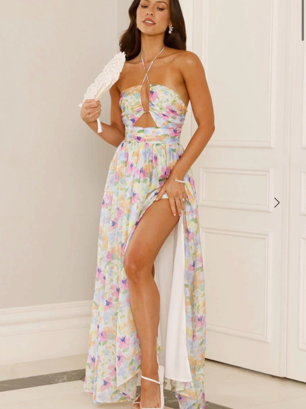 Hello Molly Pastel Floral Cutout Maxi Dress - Multi - Picture 2 of 4